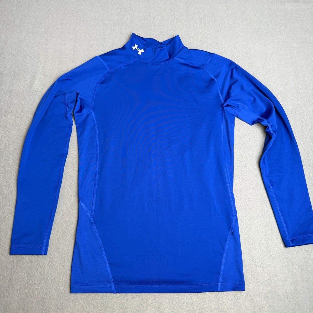 Under Armour ColdGear Mens XL Compression Shirt Mock Neck Long Sleeve Royal Blue